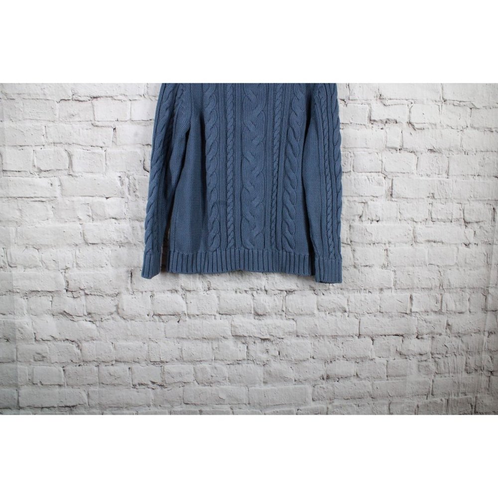 LL Bean Double L Blue Cotton Mixed-Cable Crewneck Pullover Sweater 1X - Picture 6 of 9